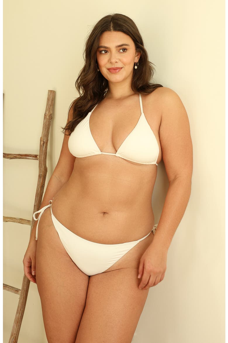 Palm Triangle Bikini Top, Alternate, color, Ivory