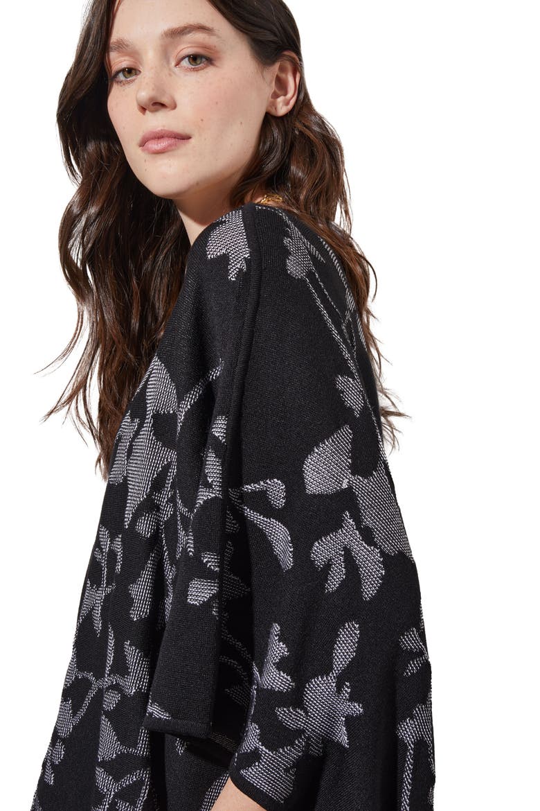 Floral Jacquard Top, Alternate, color, BLACK/ WHITE