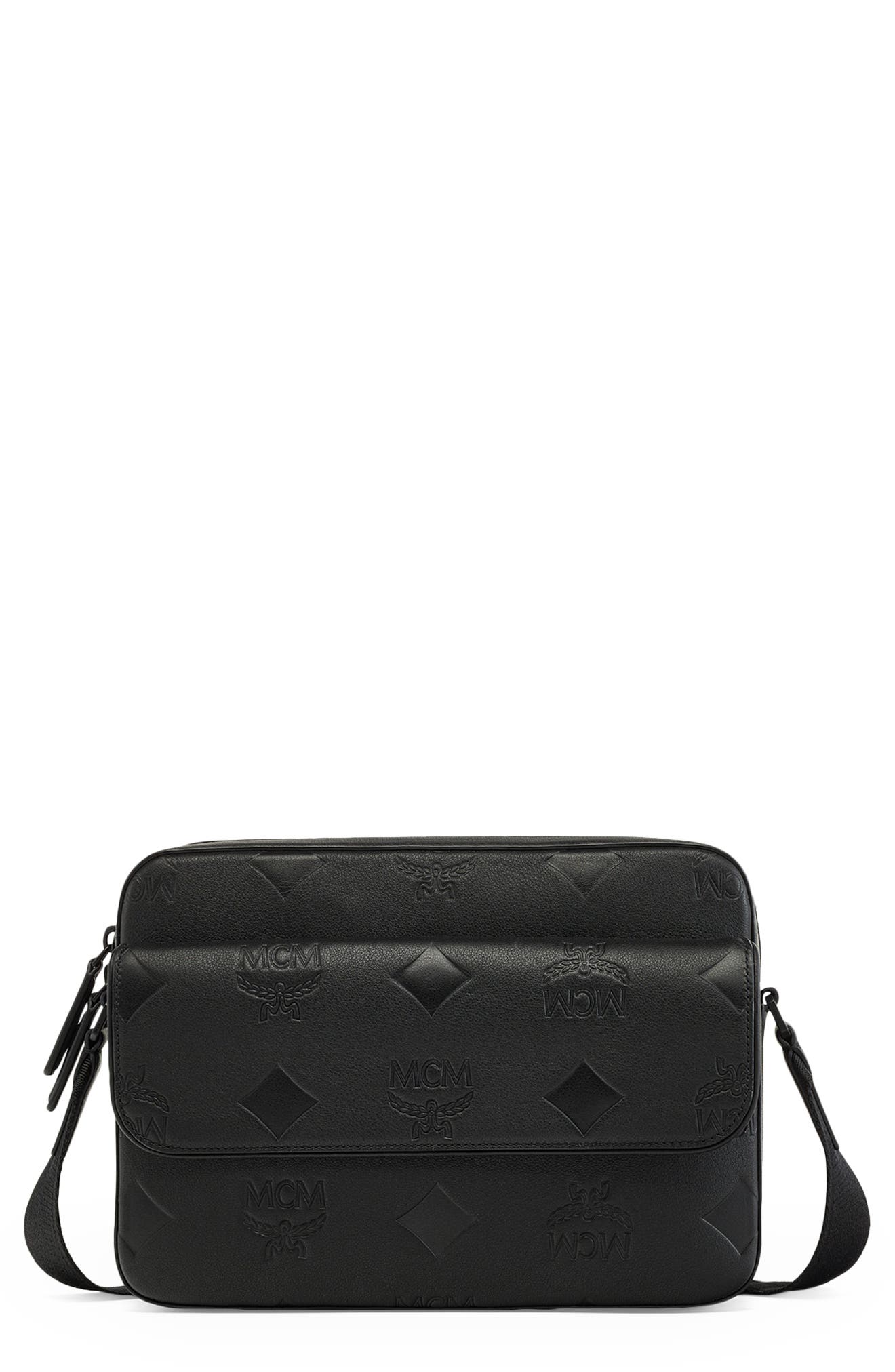 MCM Medium Aren Leather Crossbody Bag, Main, color, 