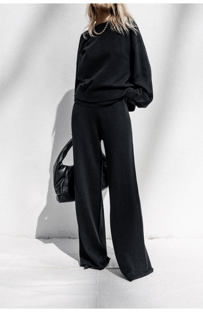 NAKED CASHMERE Josie Wide Leg Pants, Alternate, color, Black