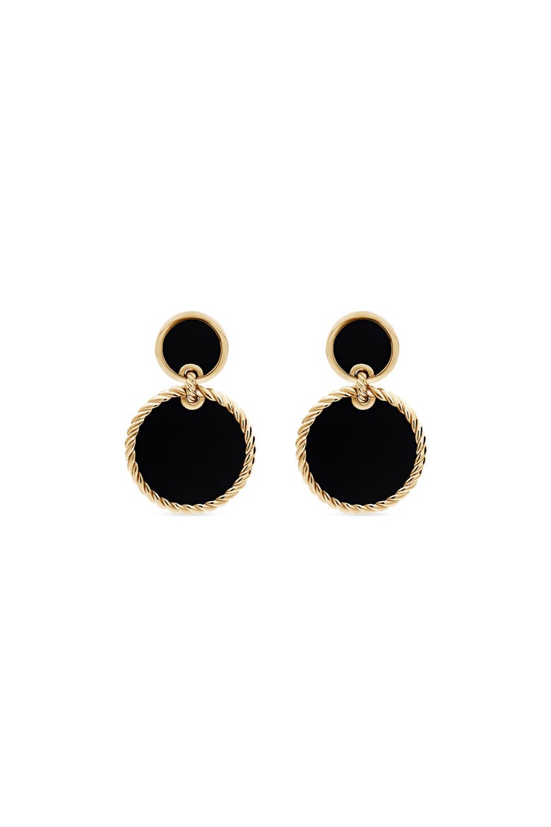 Elements Double Drop Earrings, Main, color, BLACK ONYX/ YELLOW GOLD