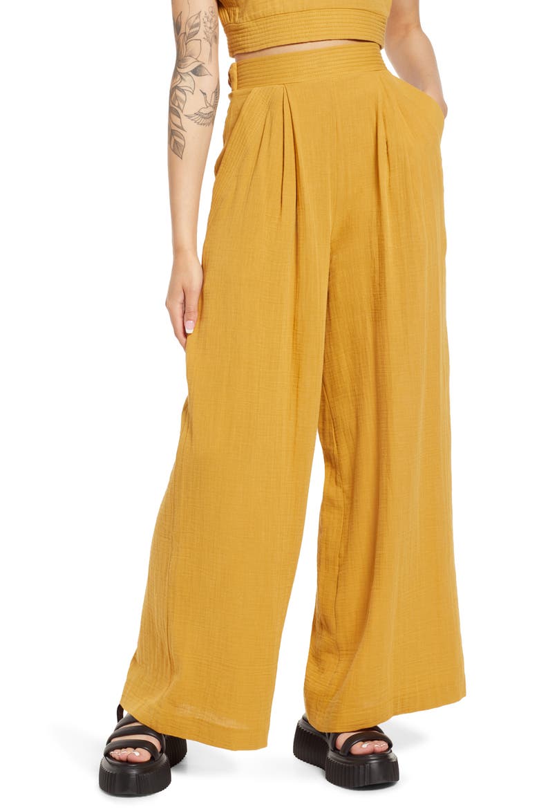 Wide Leg Trousers, Main, color, YELLOW