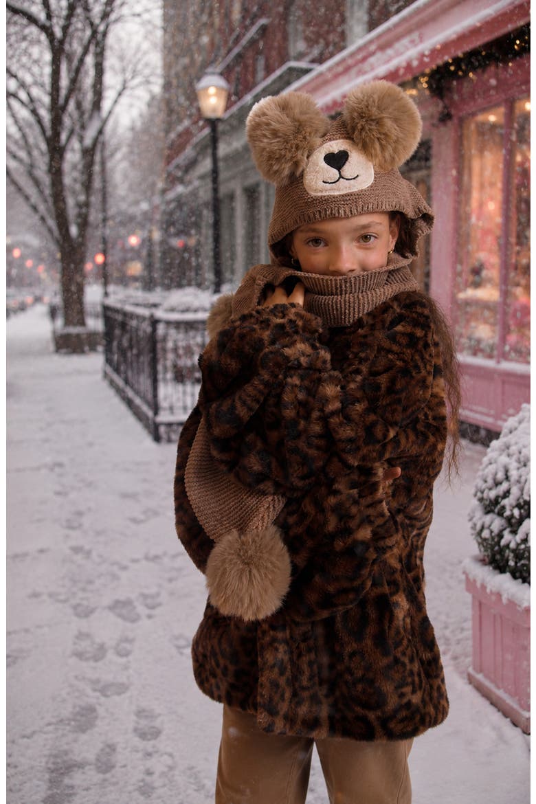 Kids' Winny Teddy Hoodie Scarf, Alternate, color, MOCHA