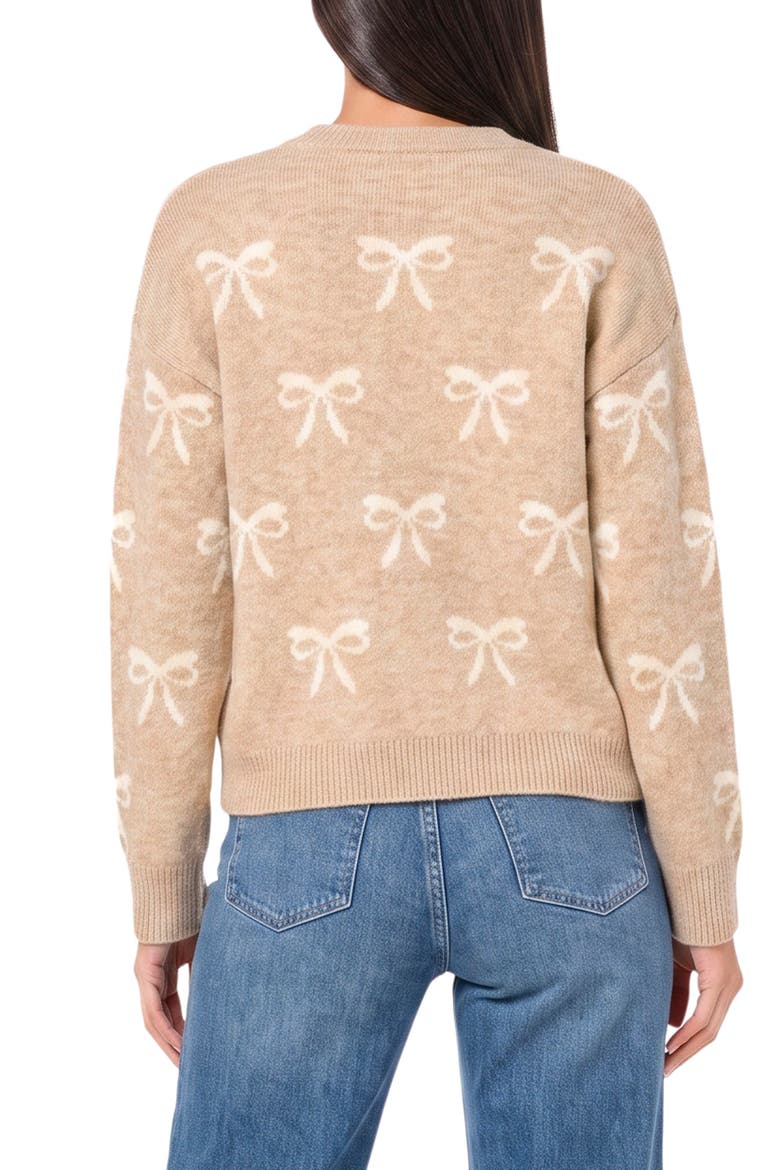 Bow Jacquard Crewneck Sweater, Alternate, color, OATMEAL