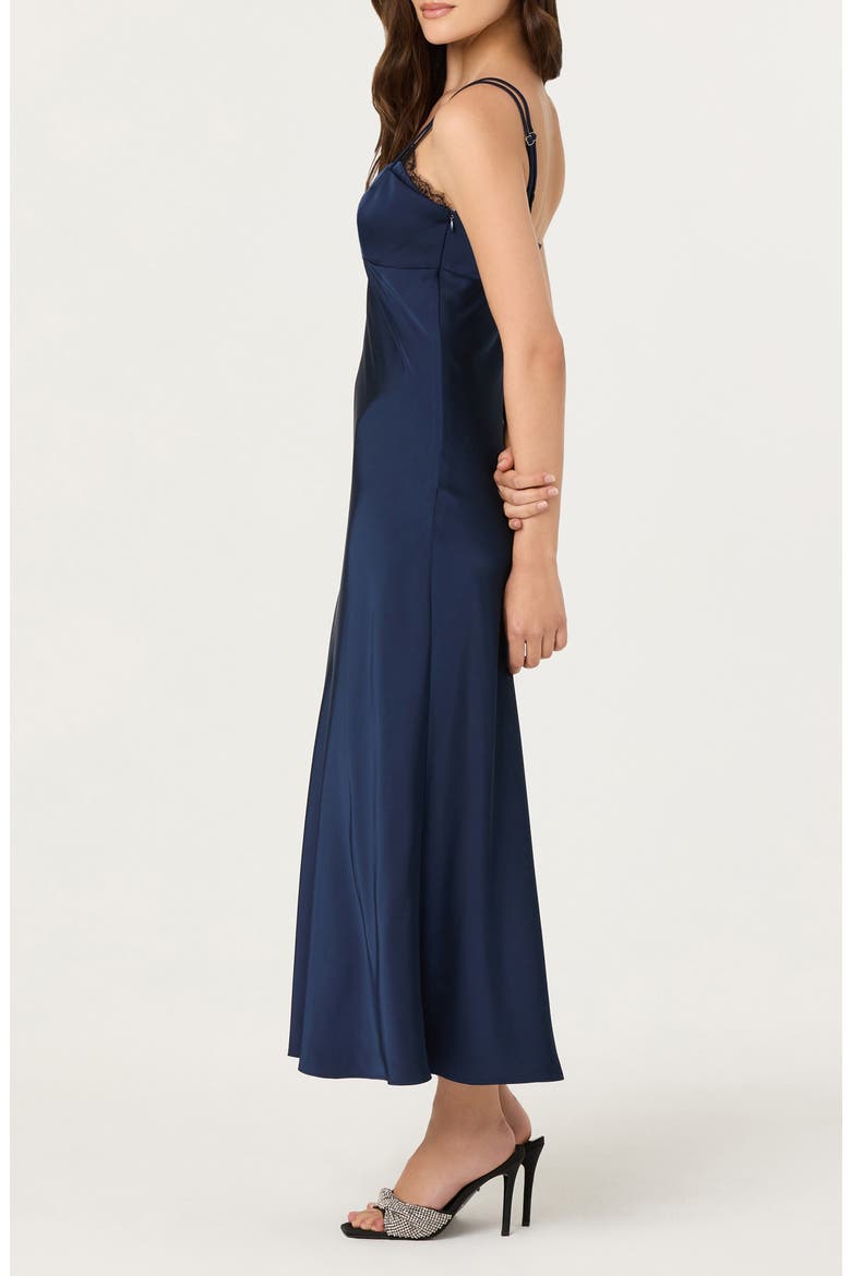 Naveah Lace Trim Slipdress, Alternate, color, NAVY