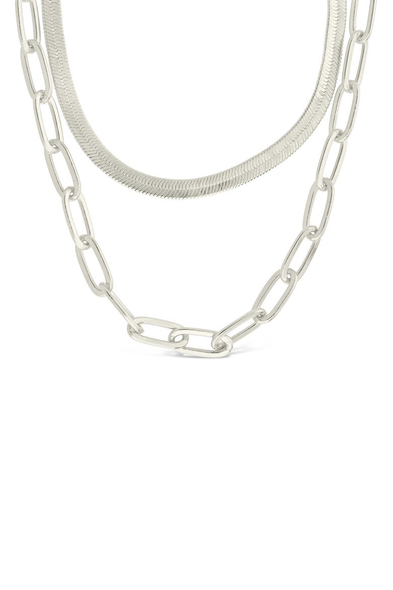 Brinley Layered Chain Necklace, Alternate, color, SILVER