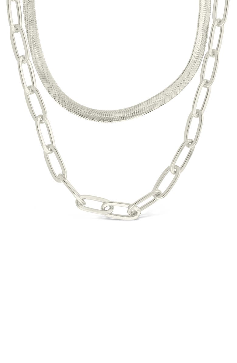 Sterling Forever Brinley Layered Chain Necklace, Alternate, color, Silver