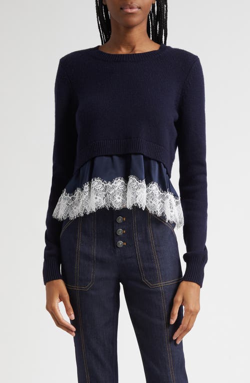 Cinq À Sept Zyla Mixed Media Sweater In Blue