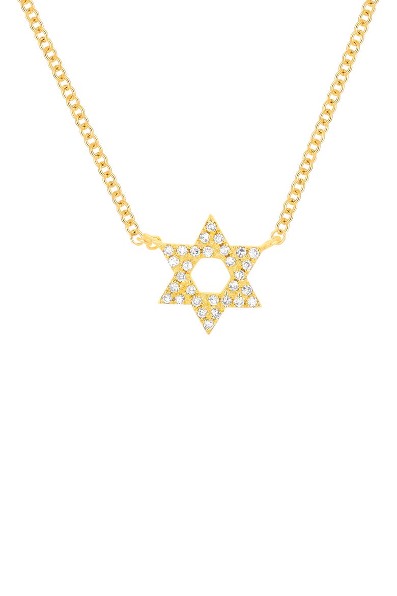 Star of David Diamond Pavé Pendant Necklace, Alternate, color, 14K YELLOW GOLD