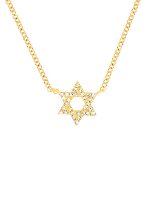 Ef Collection 14k Yellow Gold Diamond Star Of David Pendant Necklace, 16-18 In 14k Yellow Gold