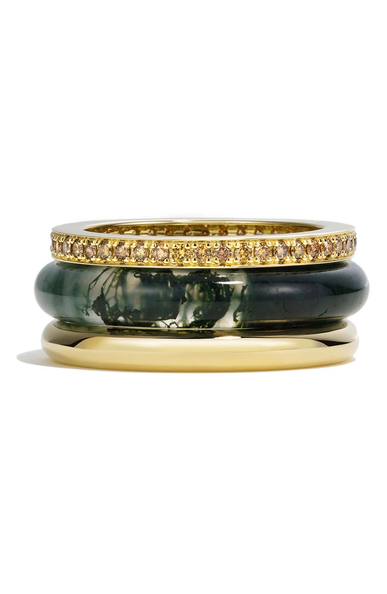 BY PARIAH Slim Classic Set of 3 Stacking Rings, Main, color, Moss Agate