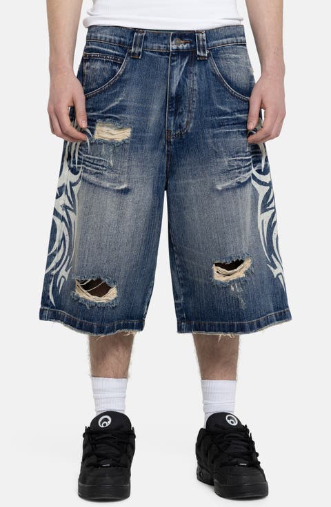 Blade Colossus Crop Wide Leg Denim Shorts