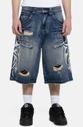 JADED LONDON Blade Colossus Crop Wide Leg Denim Shorts