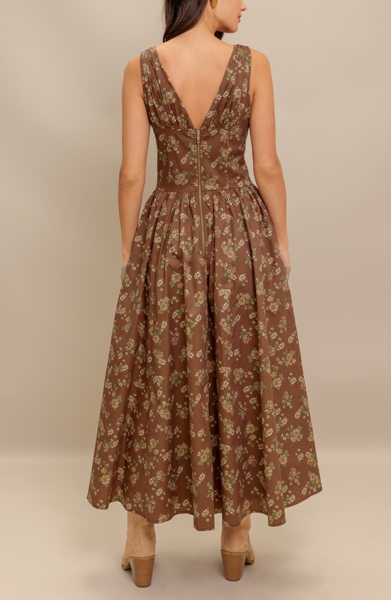 FLYING TOMATO Plunge Neck Cotton Midi Dress, Alternate, color,