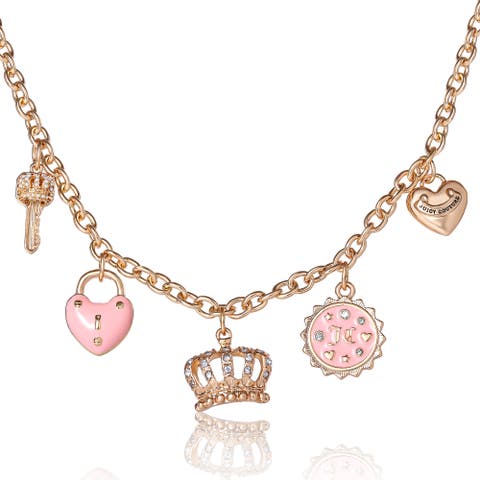 Gold-Tone Crystal Charm Necklace