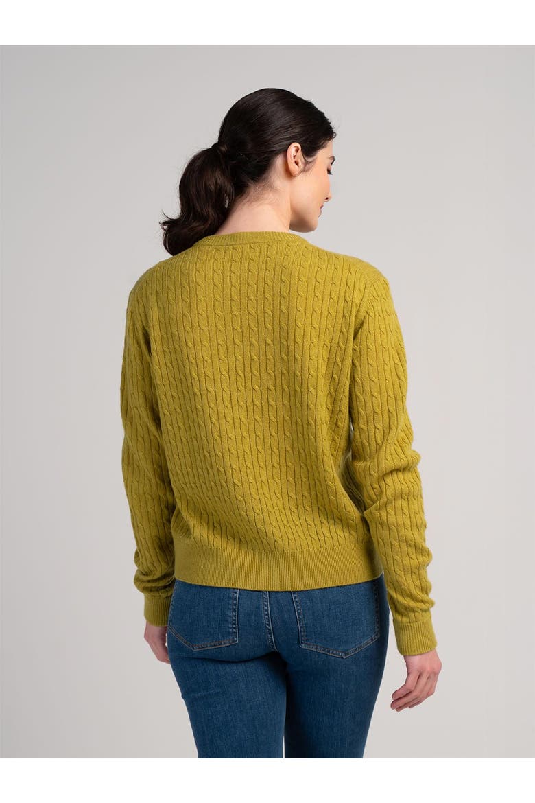 Cable Cashmere Blend Crew Neck Sweater, Alternate, color, Green Ochre