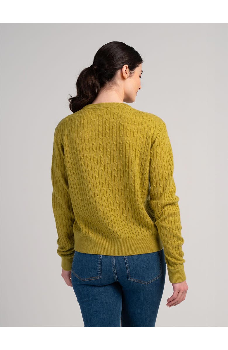Kettlewell Cable Cashmere Blend Crew Neck Sweater, Alternate, color, Green Ochre
