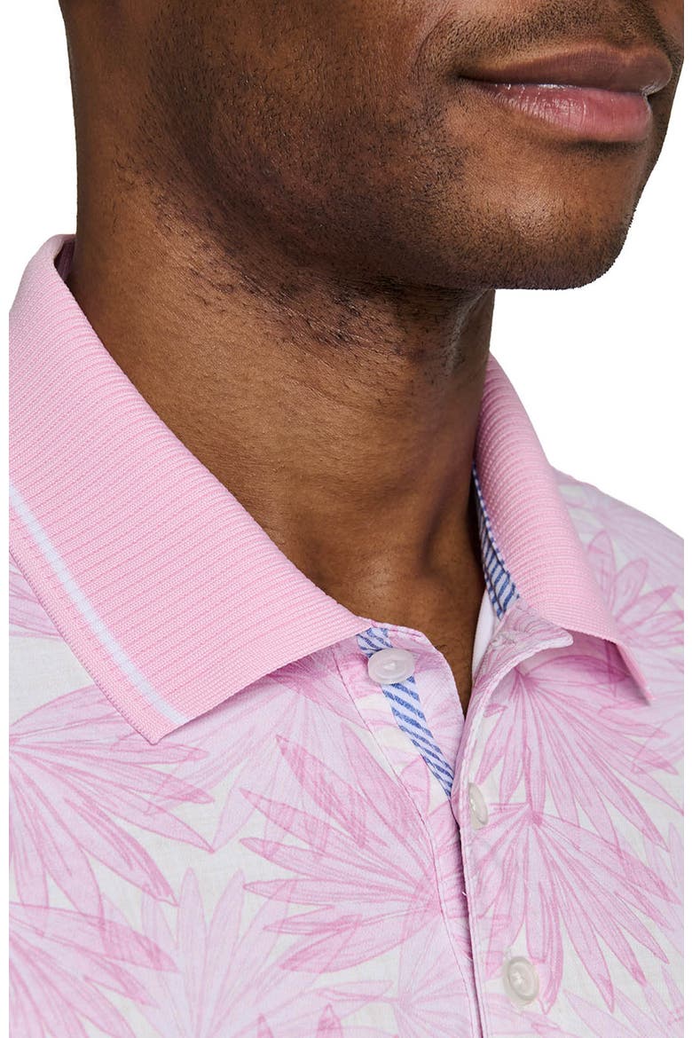 Slim Fit Leaf Polo Short Sleeve Shirt, Alternate, color, LT. PINK