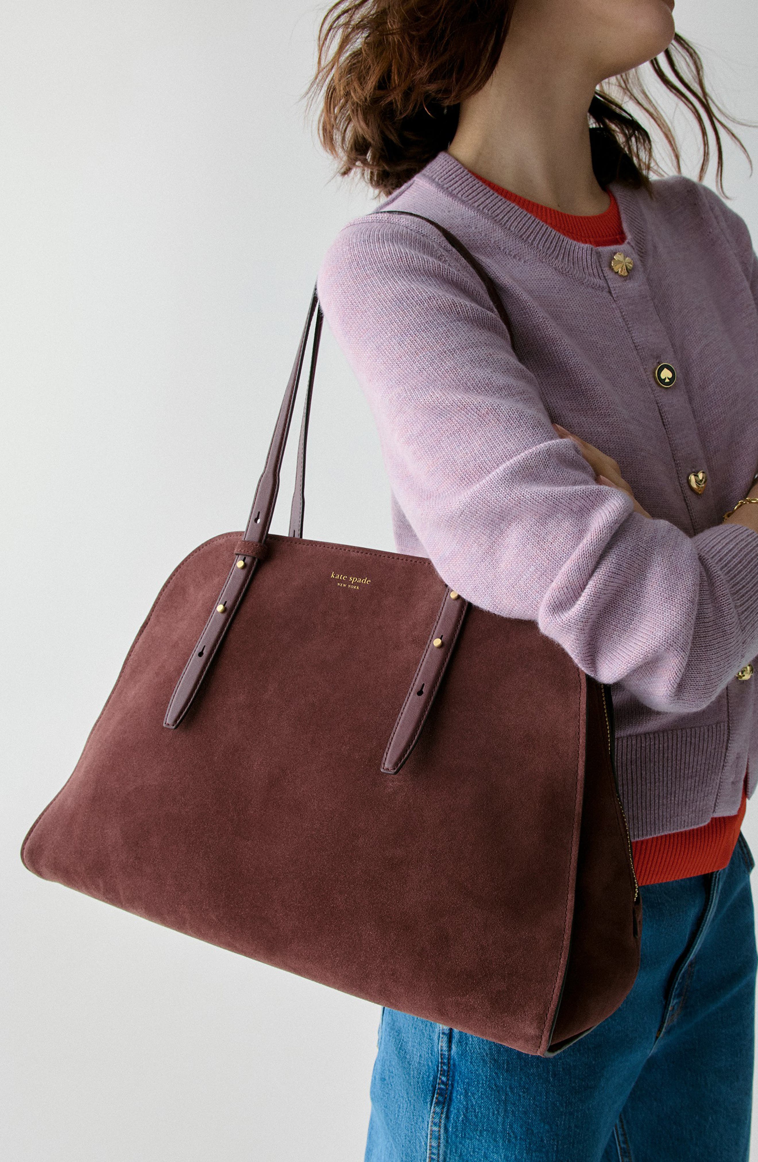 Kate Spade New York do it all suede maise carryall tote, Alternate, color, 