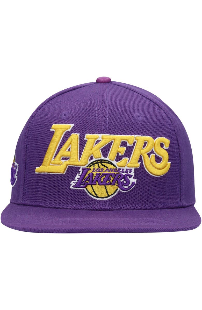 PRO STANDARD Men's Pro Standard Purple Los Angeles Lakers Wordmark Logo Snapback Hat, Alternate, color, 