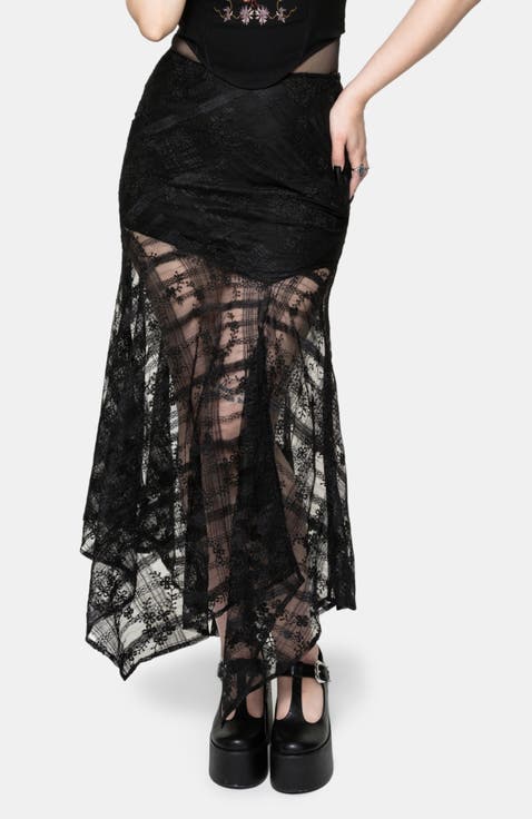 Lucie Lace Asymmetric Hanky Maxi Skirt