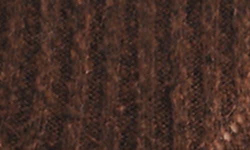 Lush Ribbed Long Sleeve Sweater Minidress In Brown