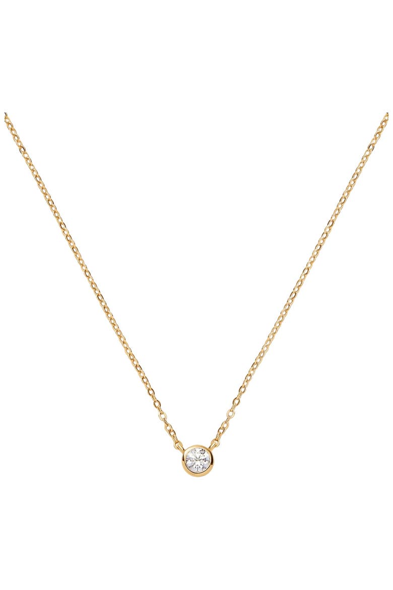 Poppy Cubic Zirconia Solitaire Necklace, Main, color, GOLD VERMEIL