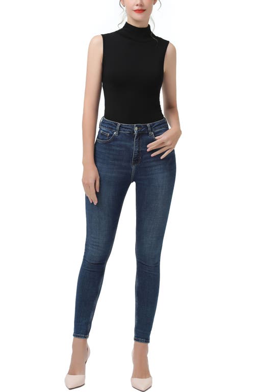 Kimi & Kai Turtleneck Sleeveless Bodysuit In Black