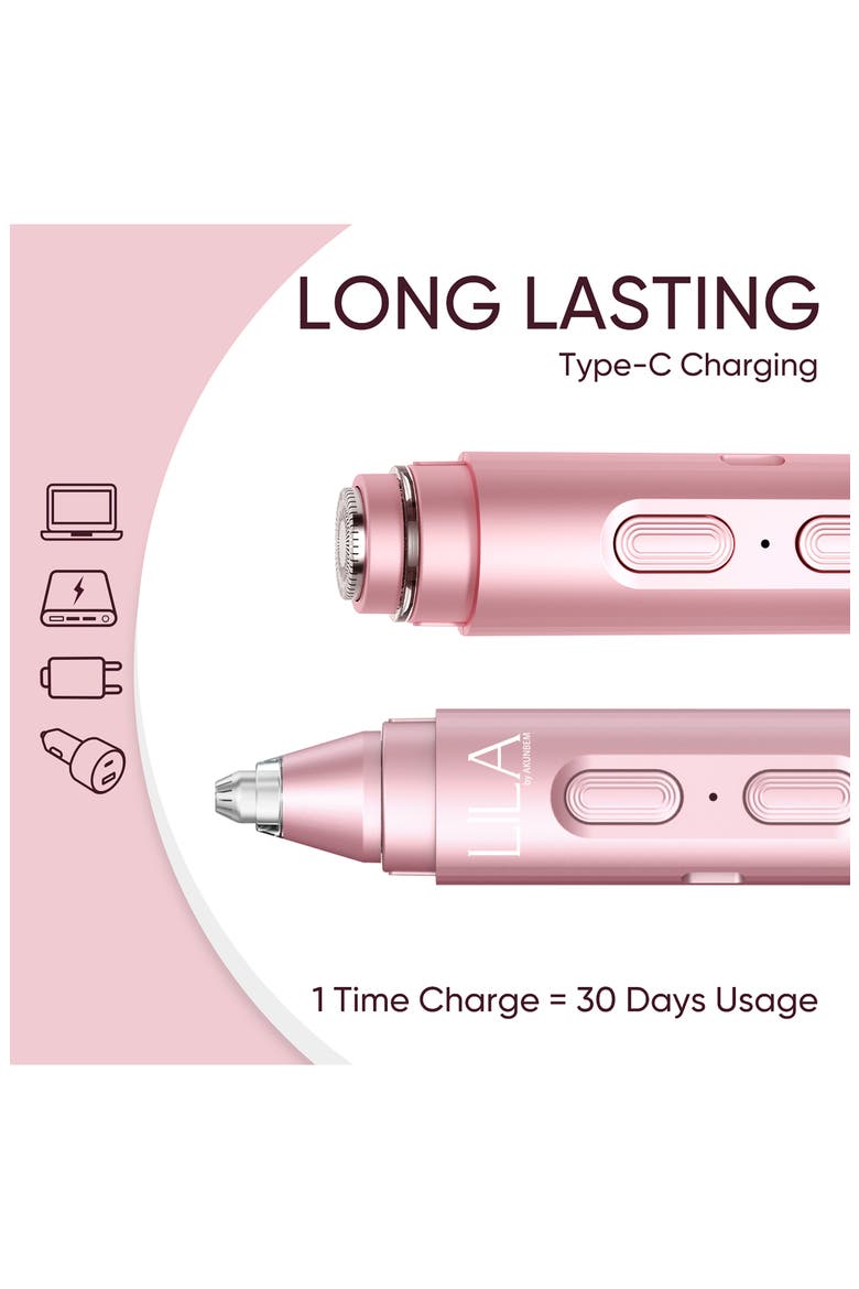 2-in-1 Portable Facial Shaver & Eyebrow Trimmer in Bloom, Alternate, color, PINK