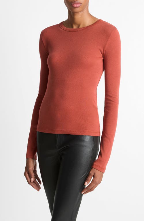 Vince Essential Long Sleeve Pima Cotton & Modal T-shirt In Red