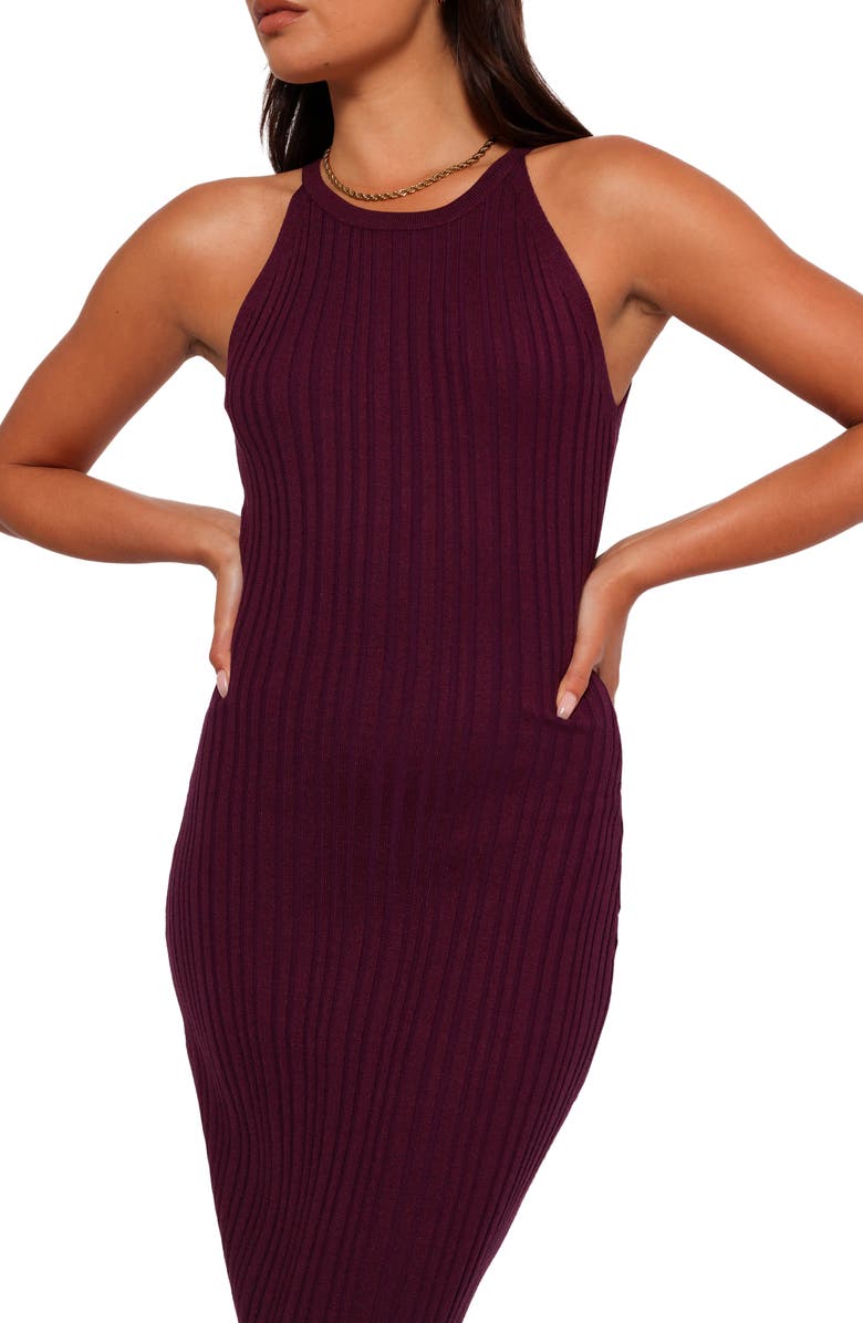 Petal & Pup Brighton Sleeveless Ribbed Sweater Dress, Alternate, color, Plum