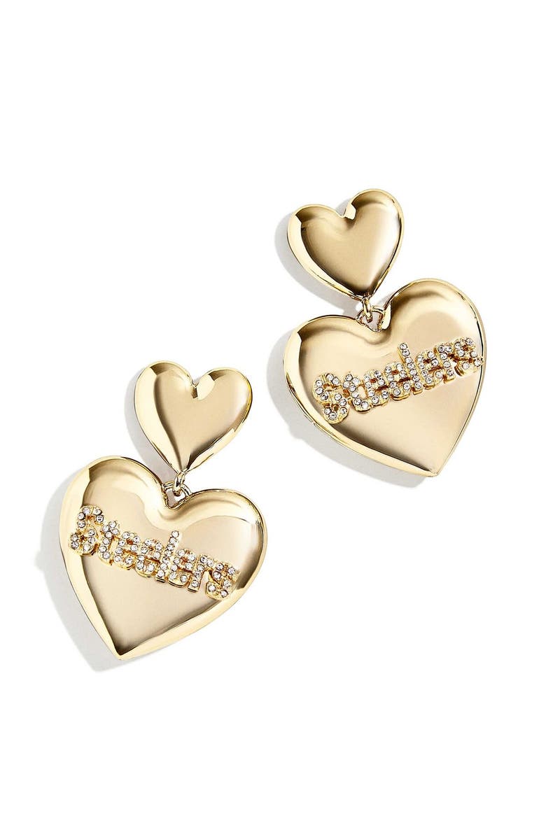 WEAR by Erin Andrews Pittsburgh Steelers Heart Statement Drop Earrings, Main, color, 