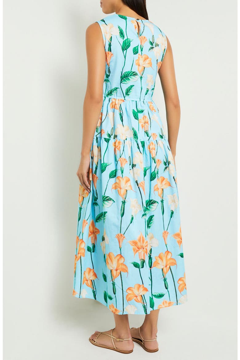 Floral Sleeveless Print Sundress, Alternate, color, CARIBBEAN MIST/PEACH BLOSS/VER