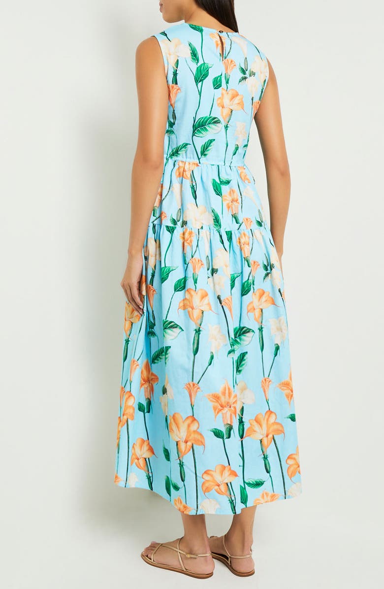 Misook Floral Sleeveless Print Sundress, Alternate, color, Caribbean Mist/Peach Bloss/Ver