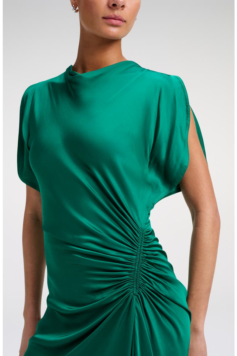 Nadia Draped Gown, Alternate, color, BRIGHT EMERALD