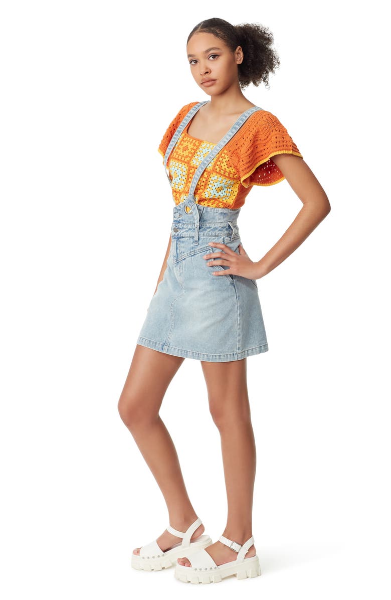 Circus NY by Sam Edelman High Waist Denim Overall Dress, Alternate, color, 