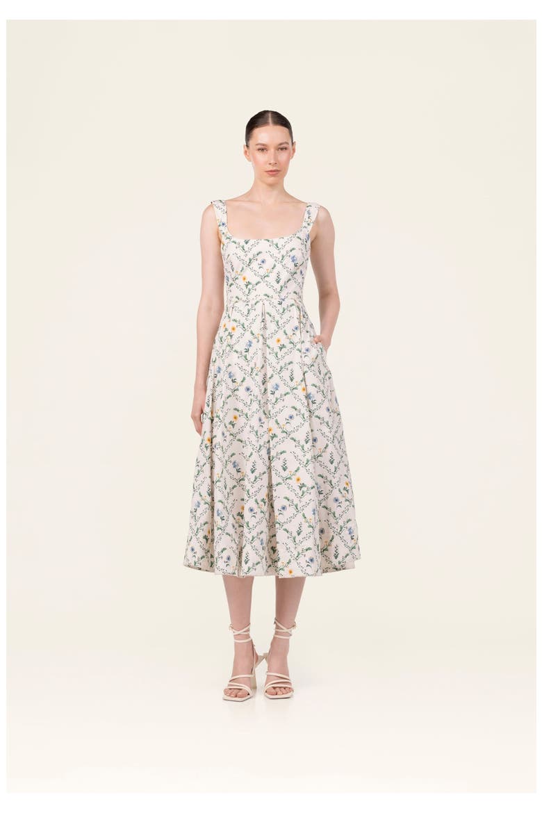 Alcaparra Brisa  Midi Dress, Alternate, color, Ivory