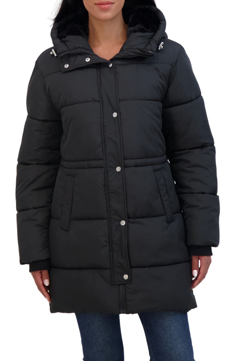 Sebby Cozy Faux Fur Lined Hood Puffer Jacket, Main, color,