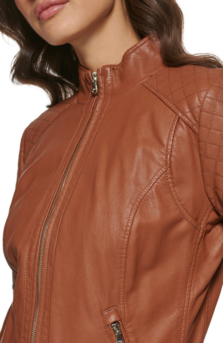 GUESS Faux Leather Quilted Jacket, Alternate, color, 