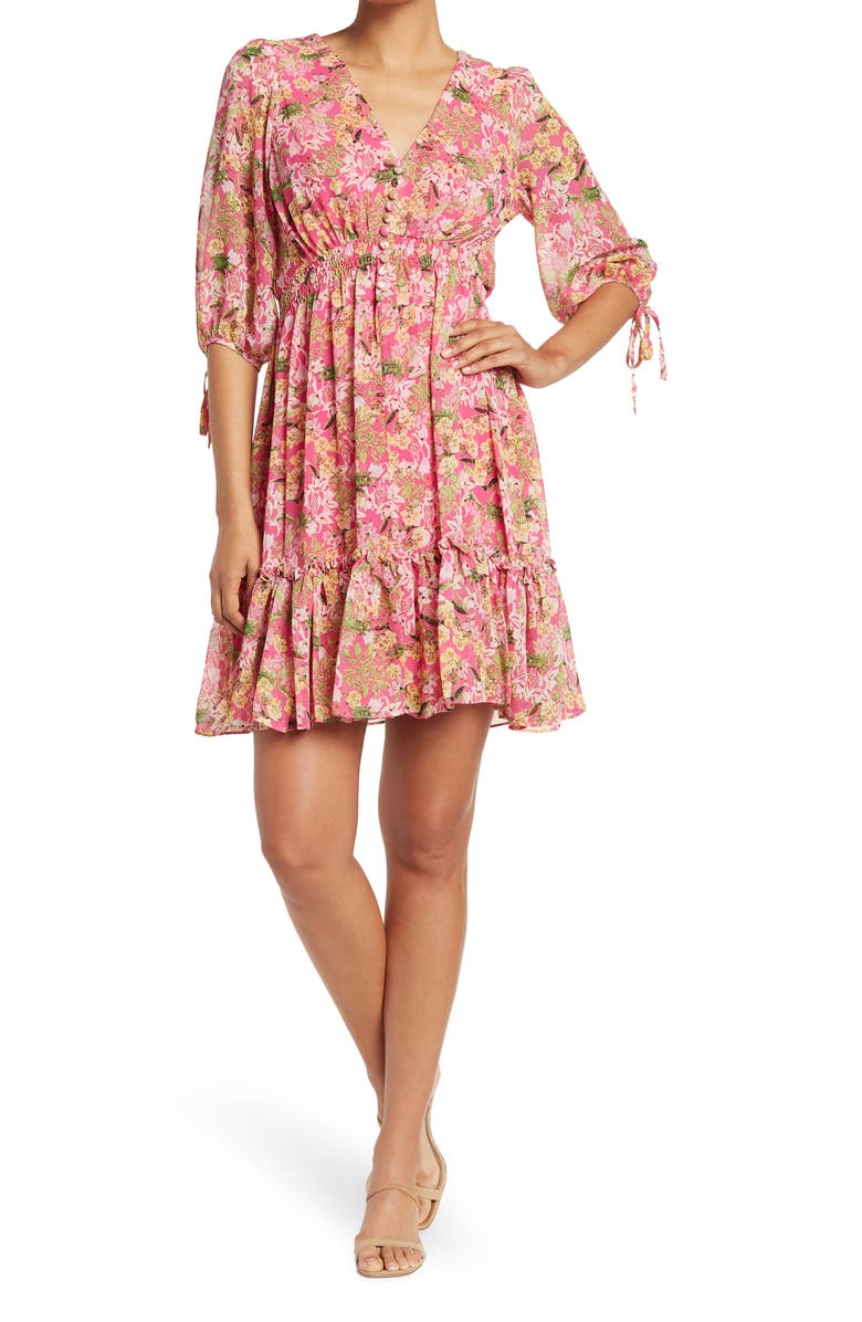 Taylor Dresses Floral Empire Waist Chiffon Dress, Main, color,