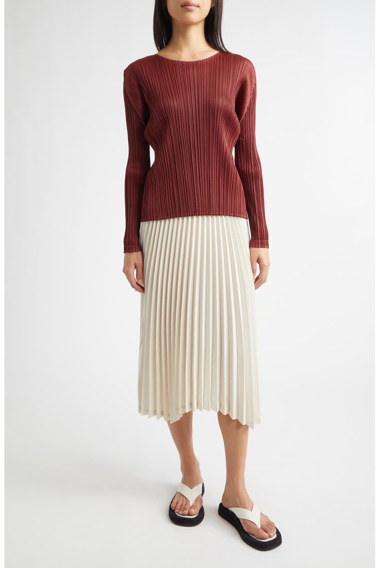 Monthly Colors December Pleated Top, Alternate, color, BROWN RED
