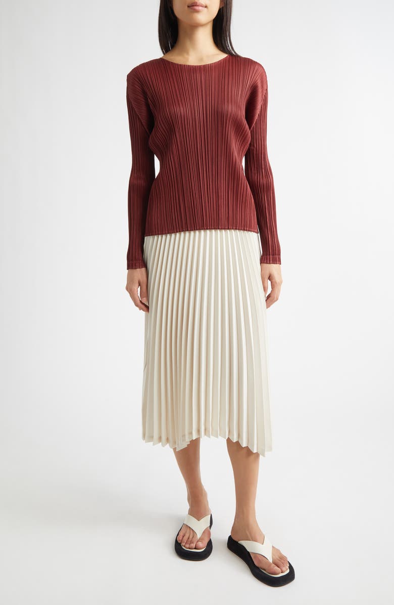 Pleats Please Issey Miyake Monthly Colors December Pleated Top, Alternate, color, Brown Red