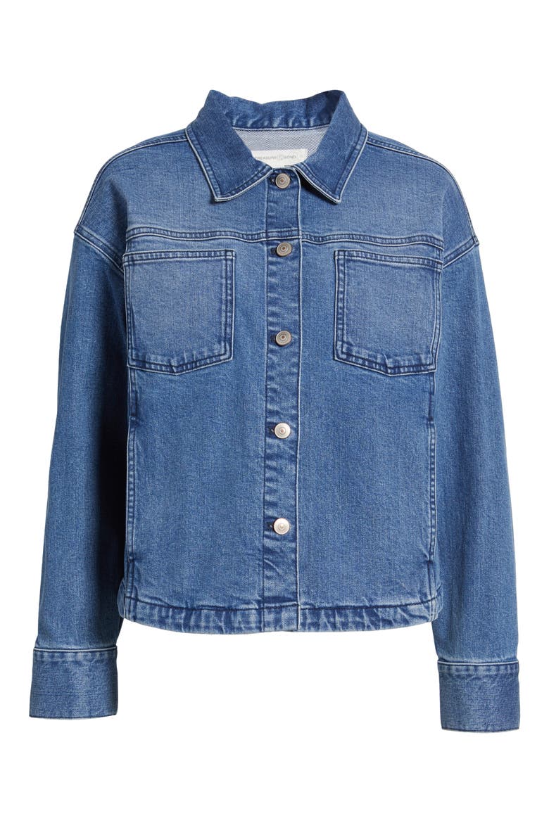 Back Pleat Denim Jacket, Alternate, color, MEDIUM WASH