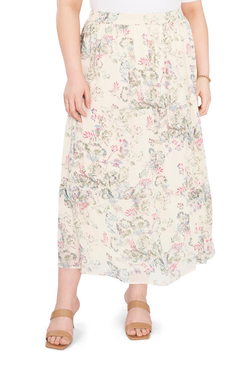 Vince Camuto Breezy Dandelion Tiered Ruffle Skirt, Alternate, color, New Ivory