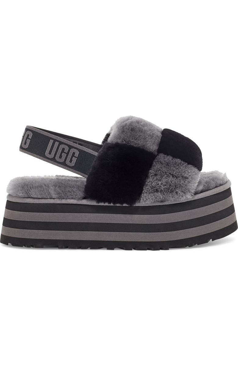 UGG<sup>®</sup> Disco Check Genuine Shearling Slingback Platform Slipper, Alternate, color,