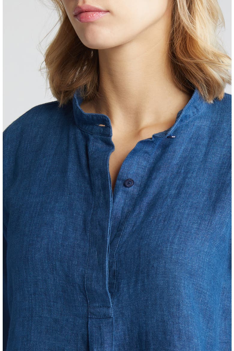 Long Sleeve Organic Linen Shift Dress, Alternate, color, ATLAN