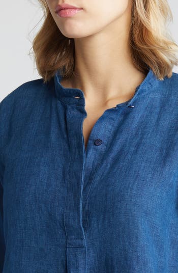 Long Sleeve Organic Linen Shift Dress