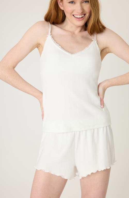 Pj Salvage Pointelle Lace Trim Poiintelle Camisole In White