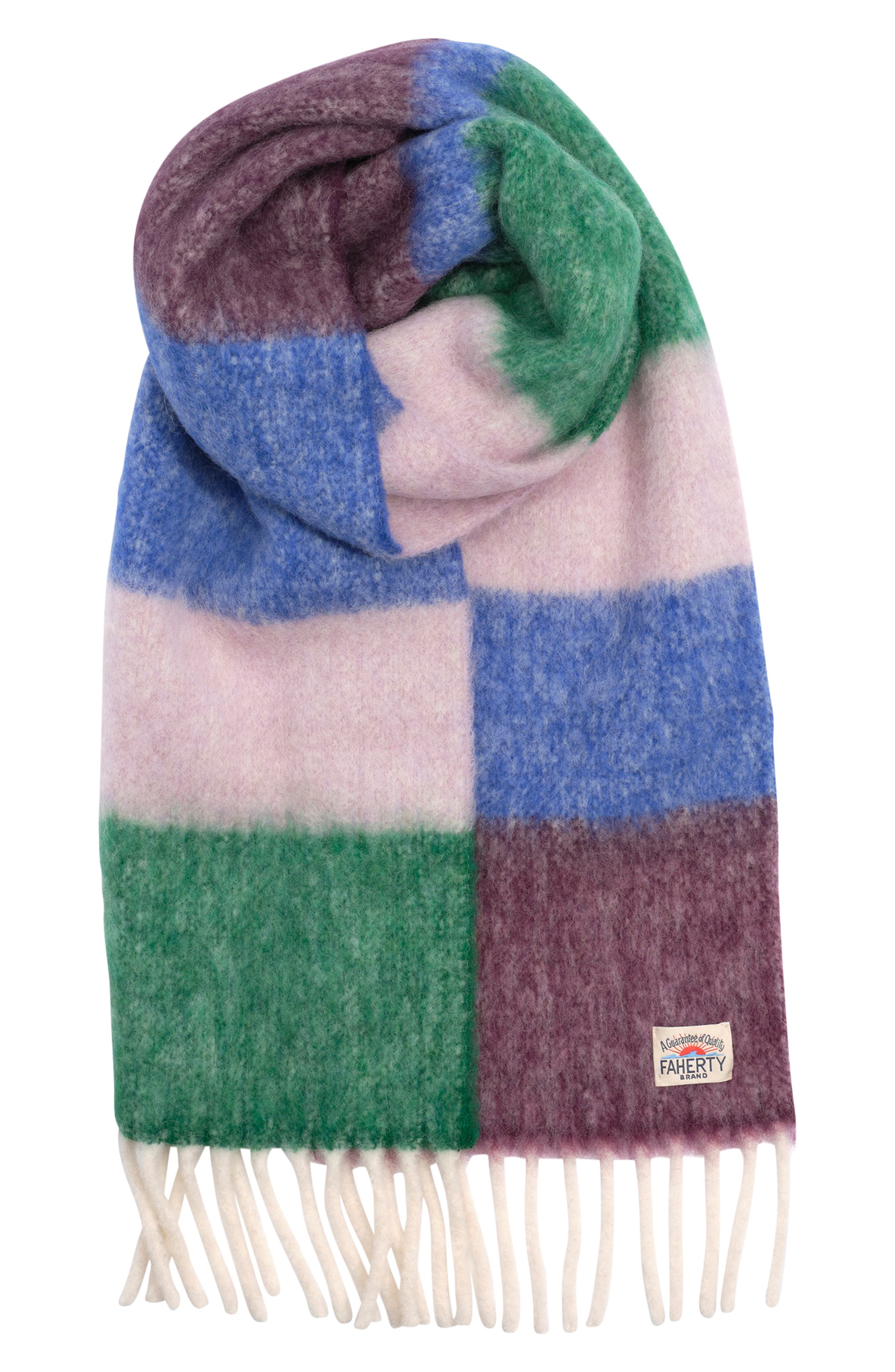 Faherty Colorblock Stripe Fringe Scarf