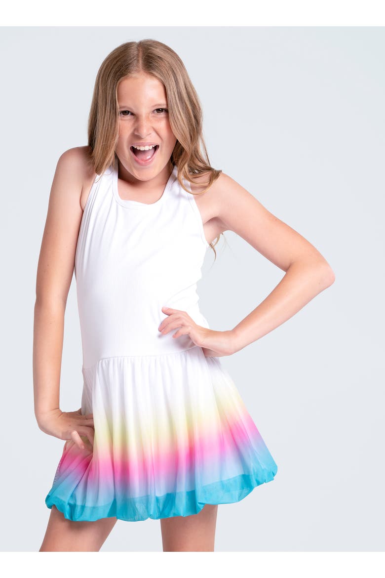 Girls Nova Bubble Dress, Main, color, White